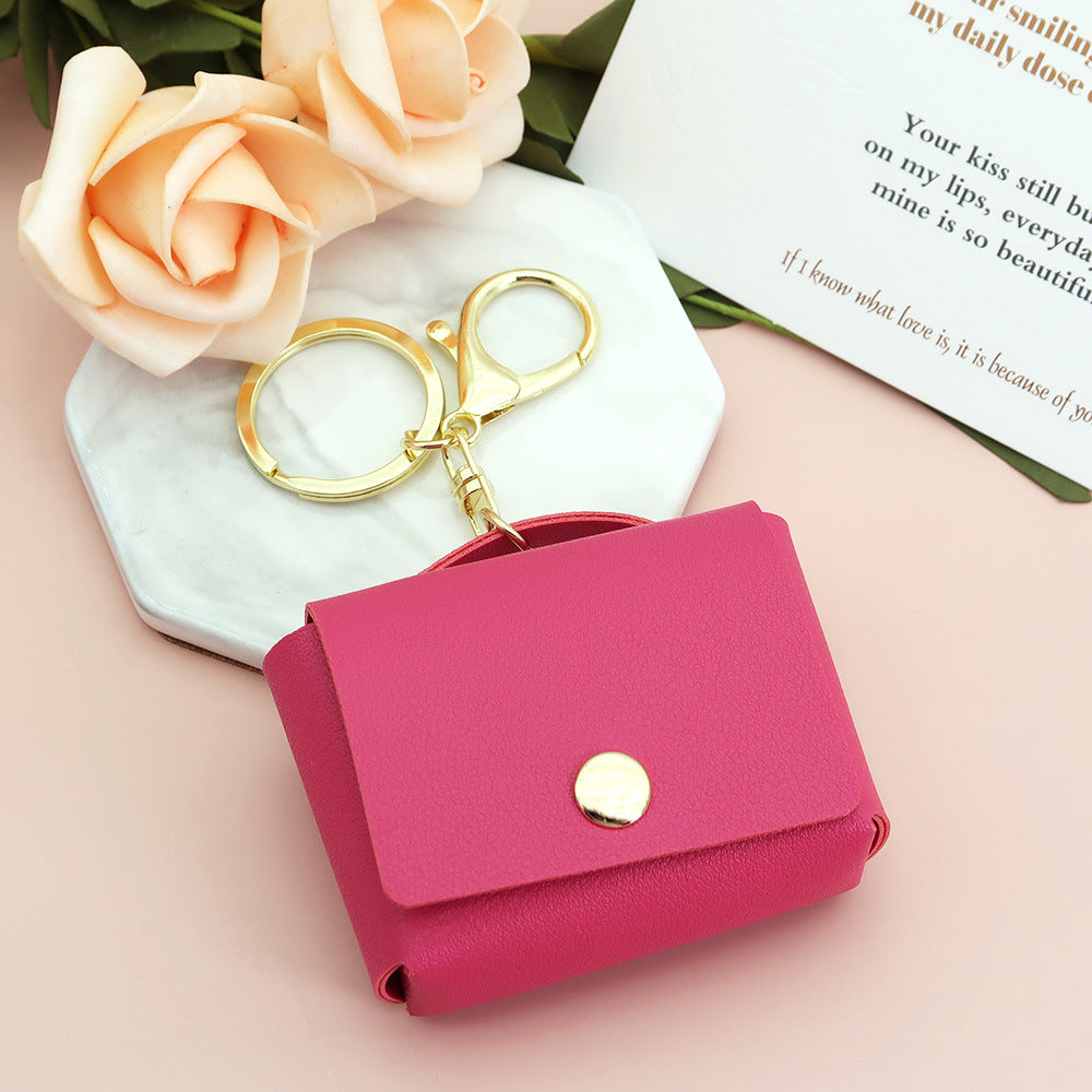 Wholesale Creative Leather Mini Square Bag Coin Purse Keychain